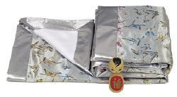 Silver brocade butterfly baby blanket