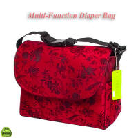 Red brocade diaper backpack