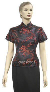 Black red cherry blossom blouse