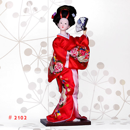 Red 12 Inch Japanese Geisha Dolls