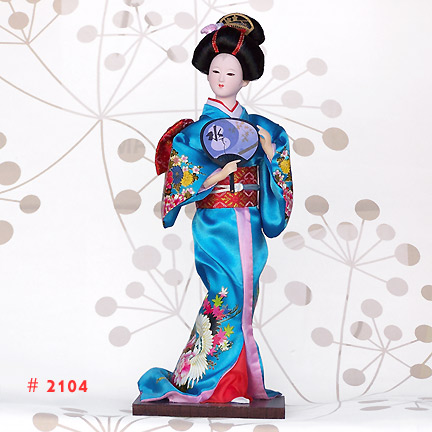 Sky Blue Japanese Geisha Dolls