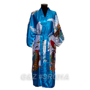 Sky Blue Robes With Japanese Geisha