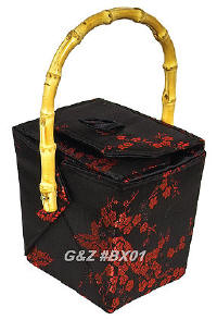 Black/Red Cherry Blossom Brocade Take Out Box
