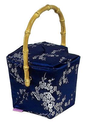 Blue-Silver Cherry Blossom Take-Out-Box Handbag