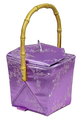 Light Purple/Silver Cherry Blossom Brocade Take Out Box