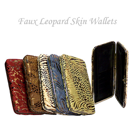Faux Leopard Skin Fabric Wallets