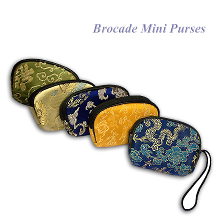 Zippered brocade coin purses