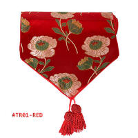 Red Peony Brocade Table Runners