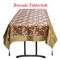 brocade tablecloth with tassels